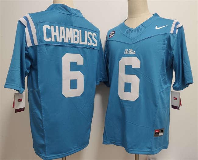 Men's Blue Ole Miss Rebels #6 Trinidad Chambliss 2025 F.U.S.E. Stitched jersey